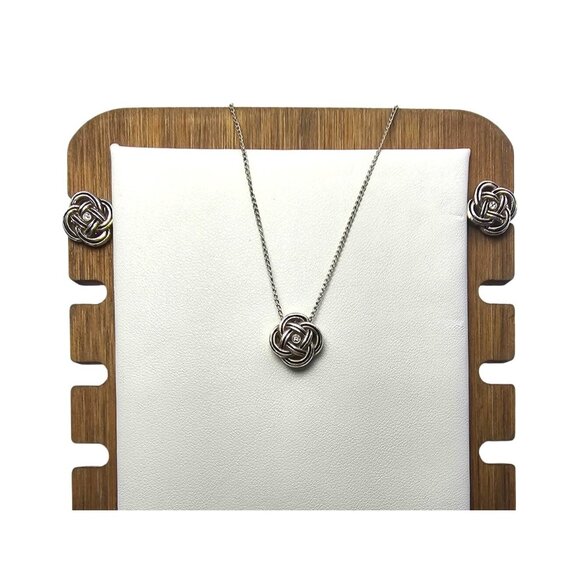 Brighton Interlok Mini Necklace & Post Earring Set Silver Plated - Picture 2 of 16